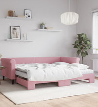 Tagesbett Ausziehbar mit Matratzen Rosa 90x200 cm Samt