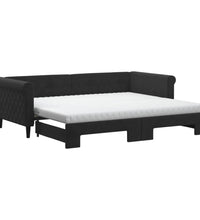 Tagesbett Ausziehbar mit Matratzen Schwarz 90x200 cm Samt