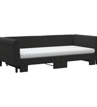 Tagesbett Ausziehbar mit Matratzen Schwarz 90x200 cm Samt