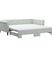 Tagesbett Ausziehbar mit Matratzen Hellgrau 100x200 cm Samt