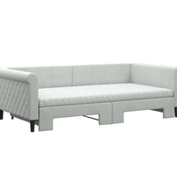 Tagesbett Ausziehbar mit Matratzen Hellgrau 100x200 cm Samt