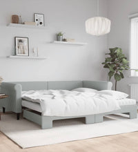 Tagesbett Ausziehbar mit Matratzen Hellgrau 100x200 cm Samt