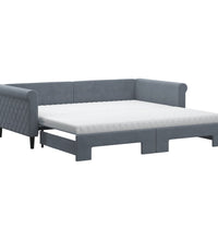 Tagesbett Ausziehbar mit Matratzen Dunkelgrau 100x200 cm Samt