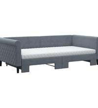 Tagesbett Ausziehbar mit Matratzen Dunkelgrau 100x200 cm Samt