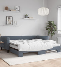 Tagesbett Ausziehbar mit Matratzen Dunkelgrau 100x200 cm Samt