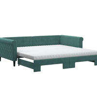 Tagesbett Ausziehbar mit Matratzen Dunkelgrün 100x200 cm Samt