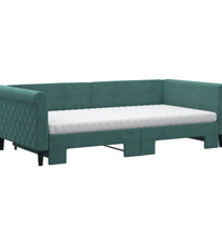 Tagesbett Ausziehbar mit Matratzen Dunkelgrün 100x200 cm Samt