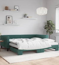 Tagesbett Ausziehbar mit Matratzen Dunkelgrün 100x200 cm Samt