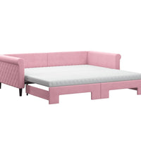 Tagesbett Ausziehbar mit Matratzen Rosa 100x200 cm Samt