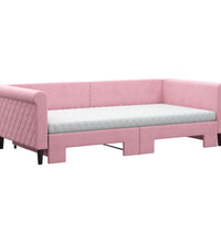 Tagesbett Ausziehbar mit Matratzen Rosa 100x200 cm Samt