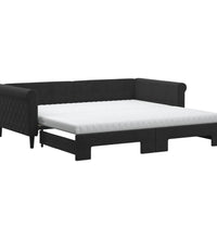Tagesbett Ausziehbar mit Matratzen Schwarz 100x200 cm Samt