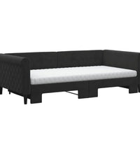 Tagesbett Ausziehbar mit Matratzen Schwarz 100x200 cm Samt