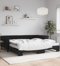 Tagesbett Ausziehbar mit Matratzen Schwarz 100x200 cm Samt