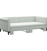 Tagesbett Ausziehbar mit Matratzen Hellgrau 90x190 cm Samt