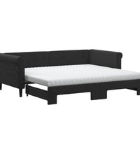 Tagesbett Ausziehbar mit Matratzen Schwarz 90x190 cm Samt