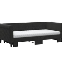 Tagesbett Ausziehbar mit Matratzen Schwarz 90x190 cm Samt