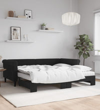 Tagesbett Ausziehbar mit Matratzen Schwarz 90x190 cm Samt