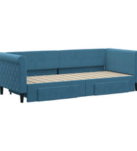 Tagesbett Ausziehbar mit Schubladen Blau 80x200 cm Samt