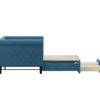 Tagesbett Ausziehbar mit Schubladen Blau 80x200 cm Samt