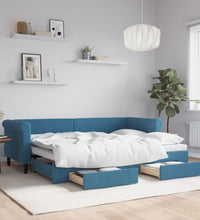 Tagesbett Ausziehbar mit Schubladen Blau 80x200 cm Samt