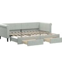Tagesbett Ausziehbar mit Schubladen Hellgrau 80x200 cm Samt