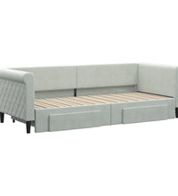 Tagesbett Ausziehbar mit Schubladen Hellgrau 80x200 cm Samt