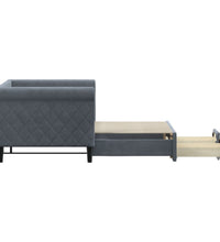 Tagesbett Ausziehbar mit Schubladen Dunkelgrau 80x200 cm Samt