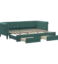 Tagesbett Ausziehbar mit Schubladen Dunkelgrün 80x200 cm Samt