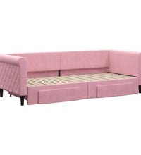 Tagesbett Ausziehbar mit Schubladen Rosa 80x200 cm Samt