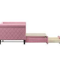Tagesbett Ausziehbar mit Schubladen Rosa 80x200 cm Samt