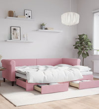 Tagesbett Ausziehbar mit Schubladen Rosa 80x200 cm Samt