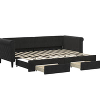 Tagesbett Ausziehbar mit Schubladen Schwarz 80x200 cm Samt