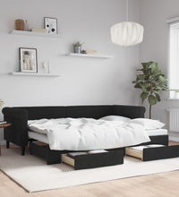 Tagesbett Ausziehbar mit Schubladen Schwarz 80x200 cm Samt