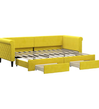 Tagesbett Ausziehbar mit Schubladen Gelb 80x200 cm Samt