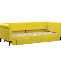 Tagesbett Ausziehbar mit Schubladen Gelb 80x200 cm Samt