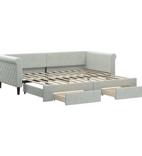 Tagesbett Ausziehbar mit Schubladen Hellgrau 90x200 cm Samt