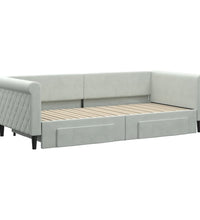 Tagesbett Ausziehbar mit Schubladen Hellgrau 90x200 cm Samt