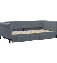 Tagesbett Ausziehbar mit Schubladen Dunkelgrau 90x200 cm Samt