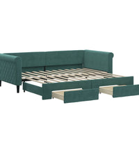 Tagesbett Ausziehbar mit Schubladen Dunkelgrün 90x200 cm Samt