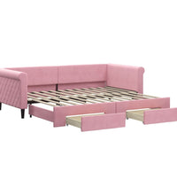 Tagesbett Ausziehbar mit Schubladen Rosa 90x200 cm Samt