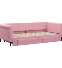 Tagesbett Ausziehbar mit Schubladen Rosa 90x200 cm Samt