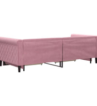 Tagesbett Ausziehbar mit Schubladen Rosa 90x200 cm Samt