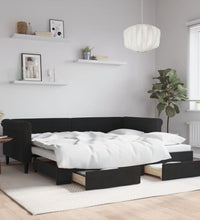 Tagesbett Ausziehbar mit Schubladen Schwarz 90x200 cm Samt