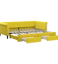 Tagesbett Ausziehbar mit Schubladen Gelb 90x200 cm Samt