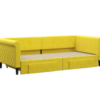 Tagesbett Ausziehbar mit Schubladen Gelb 90x200 cm Samt