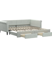 Tagesbett Ausziehbar mit Schubladen Hellgrau 100x200 cm Samt