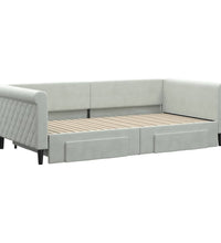 Tagesbett Ausziehbar mit Schubladen Hellgrau 100x200 cm Samt