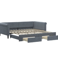 Tagesbett Ausziehbar mit Schubladen Dunkelgrau 100x200 cm Samt