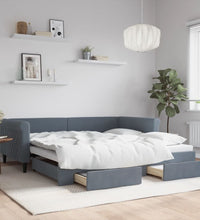 Tagesbett Ausziehbar mit Schubladen Dunkelgrau 100x200 cm Samt