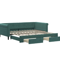 Tagesbett Ausziehbar mit Schubladen Dunkelgrün 100x200 cm Samt
